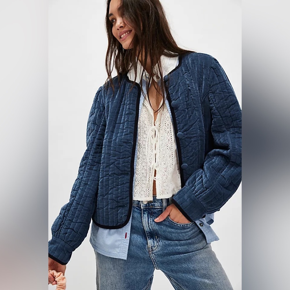 Free People Natalia Quilted Stretch Cotton Quilted Jacket Size M